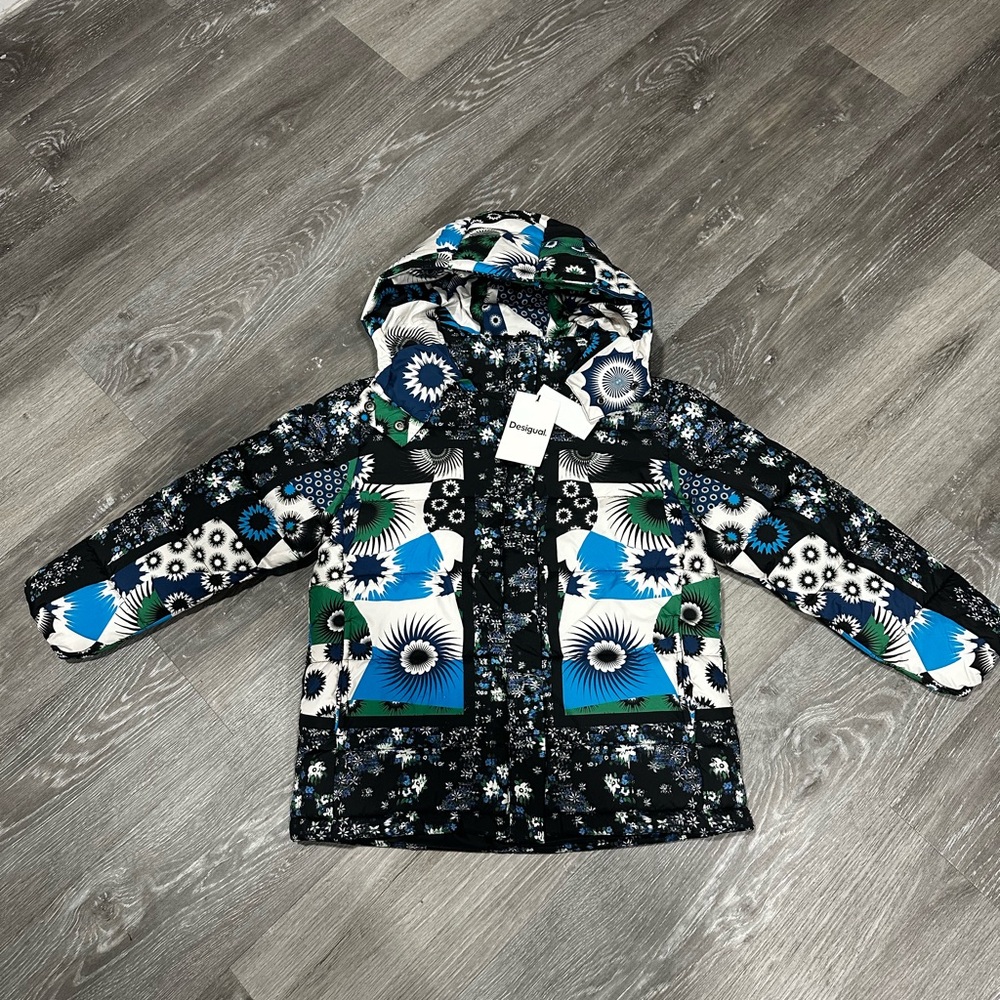 Desigual Kids puffer jacket - Black, Blue, and White